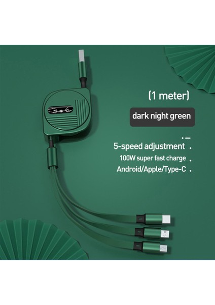 In 1 USB Şarj Kablosu 6A 100W Huawei/onur Geri Çekilebilir Taşınabilir Mikro USB Tip C Kablo Şarj Kablosu iPhone Samsung Için (Yurt Dışından)