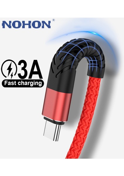 USB C Tipi Kablo Veri Şarj Cihazı Samsung A50 A51 Huawei Xiaomi Redmi Not 8 Hızlı Şarj Uzun Tel 2 M 3 M Cep Telefonu Kablosu Usbc (Yurt Dışından)