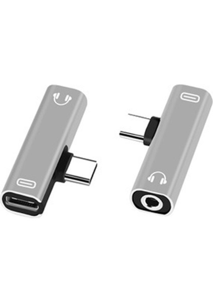 Evrensel 2 In 1 Çift Tip C Usbc 3.5mm Jack Kulaklık Ses Şarj Aux Adaptörü Splitter Dönüştürücü Xiaomi Huawei Telefon Için (Yurt Dışından)