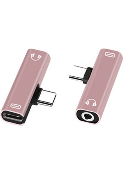 Evrensel 2 In 1 Çift Tip C Usbc 3.5mm Jack Kulaklık Ses Şarj Aux Adaptörü Splitter Dönüştürücü Xiaomi Huawei Telefon Için (Yurt Dışından)