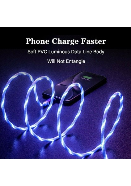 Akan LED Işık USB Şarj Veri Kablosu Kablosu Senkronizasyon Şarj Cihazı, Mikro USB / Tip-C (Yurt Dışından)