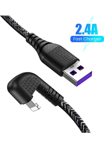 1/2/3m 180 Derece USB Şarj Aleti Kablosu iPhone 13 12 11 Pro Max Xs Xr x 8 7 6 iPad 2A Hızlı Şarj Telefon Veri Kablo Tel Kablosu (Yurt Dışından)