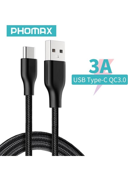 Phomax Tip C Kablo Hızlı USB Şarj Kablosu 3A Usb-C Veri Hattı Samsung Huawei Xiaomi Için 0.25 M/1 M/2 M Cep Telefonu Şarj Kablosu (Yurt Dışından)