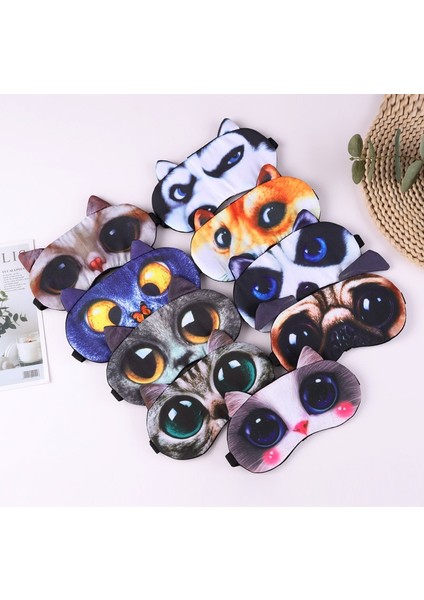 Sevimli Kedi Uyku Maskesi Doğal Uyku Göz Maskesi Taşınabilir Seyahat Eyepatch5（5） (Yurt Dışından) modelleri