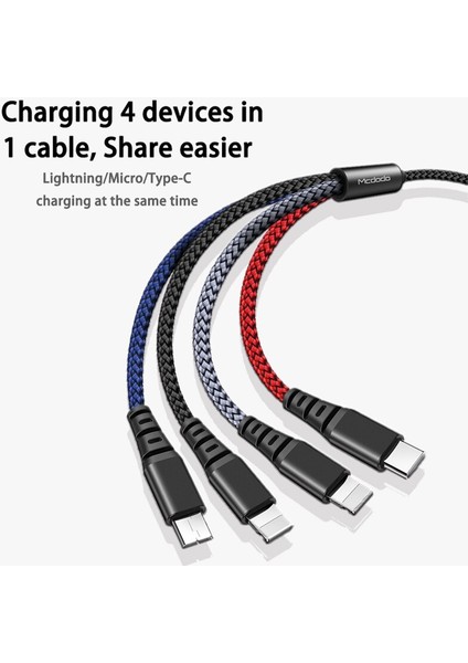 Mcdodo 4 In 1 USB Kablosu Mikro USB C Tipi Şarj Aleti Kablosu iPhone 14 13 12 11 P Ro Max Xr 8 Huawei USB C Hızlı Şarj Veri Kablosu (Yurt Dışından)