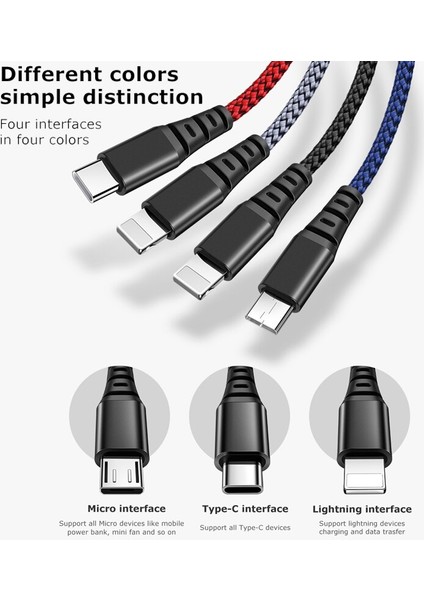 Mcdodo 4 In 1 USB Kablosu Mikro USB C Tipi Şarj Aleti Kablosu iPhone 14 13 12 11 P Ro Max Xr 8 Huawei USB C Hızlı Şarj Veri Kablosu (Yurt Dışından)