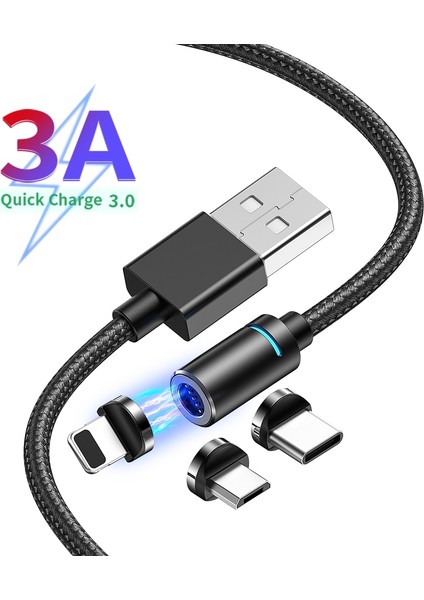 Olaf Manyetik USB C Kablosu 3A Hızlı Şarj Mikro USB Kablosu iPhone 11 12 Huawei Xiaomi Samsung S20 Veri Şarj Kablosu Kablosu (Yurt Dışından)