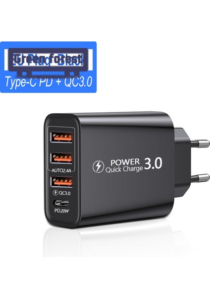 Yeşil Orman Cep Telefonu Adaptörü Çoklu Bağlantı Noktalı Duvar Adaptörü 3 USB ve C Tipi Şarj Bağlantı Noktası (Yurt Dışından)