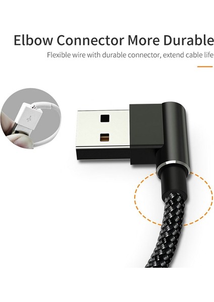 Mikro USB Kablosu 2.4A Hızlı Şarj Cihazı USB Kablosu 90 Derece Dirsek Naylon Örgülü Veri Kablosu Samsung Sony Xiaomi Huawei Android Telefon Için (Yurt Dışından) indirimleri