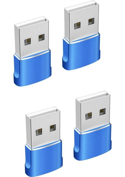 4'lü Paket USB C Dişi - USB Erkek Adaptör, Tip C - Şarj Aleti, Mavi (Yurt Dışından)