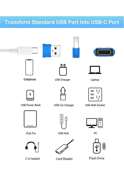 4'lü Paket USB C Dişi - USB Erkek Adaptör, Tip C - Şarj Aleti, Mavi (Yurt Dışından) modelleri