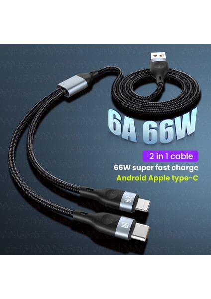 2in1 USB C Tipi Kablo 6A 66W Hızlı Şarj Için Huawei Mate 40 P50 Pro Hızlı Şarj 2 In 1 USB Kablosu iPhone 13 12 11 Pro Max (Yurt Dışından)