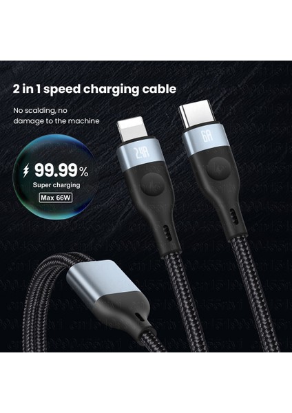 2in1 USB C Tipi Kablo 6A 66W Hızlı Şarj Için Huawei Mate 40 P50 Pro Hızlı Şarj 2 In 1 USB Kablosu iPhone 13 12 11 Pro Max (Yurt Dışından)