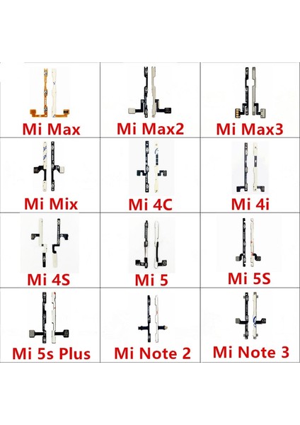 Ses Yan Düğme Güç Anahtarı Açma Kapama Düğmesi Tuşu Fpc Flex Kablo Xiaomi Mi 4 4i 4c 4s 5 5s Artı Mix 3 2 2s Max 3 2 Not 2 3 (Yurt Dışından)