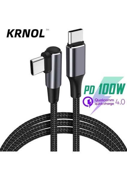 100W Pd USB C - USB Tip C Kablosu 90 Derece Hattı Dizüstü Bilgisayarlar Için Cep Telefonu 5A Dirsek Usbc Tipe C Kabel Kısa Uzun Hızlı Şarj Kablosu (Yurt Dışından)