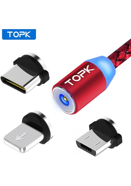Topk AM17 LED Manyetik USB Kablosu, 1 M 2 M Mıknatıs USB Tip C Kablo Mikro USB Kablosu USB Kablosu iPhone x 8 7 6 Artı (Yurt Dışından)