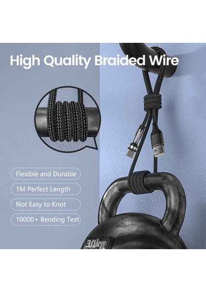 Floveme USB C Kablosu 540 Derece Tip C Döndür Manyetik Kablo Mıknatıs Şarj Cihazı Mikro USB Telefon Aksesuarları iPhone Xiaomi 11 (Yurt Dışından) indirimleri