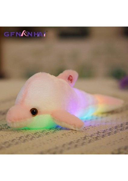Adet 32CM Renkli Parlayan Yunus Peluş Oyuncak Kawaii Aydınlık Peluş Bebek Dolması Bebek LED Işık ile Sevimli Hediye Çocuklar Kızlar Için (Yurt Dışından)