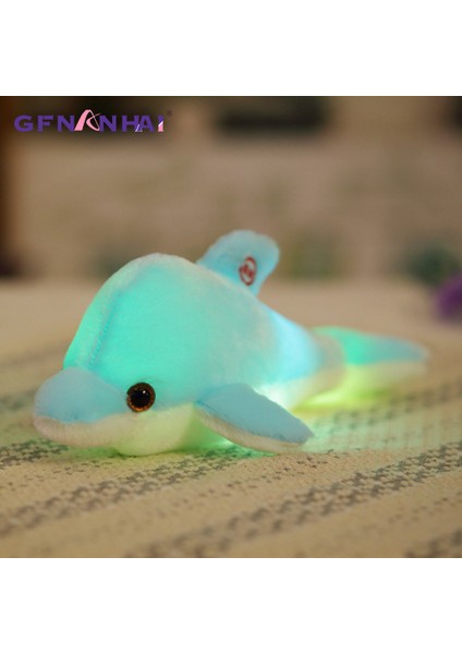 Adet 32CM Renkli Parlayan Yunus Peluş Oyuncak Kawaii Aydınlık Peluş Bebek Dolması Bebek LED Işık ile Sevimli Hediye Çocuklar Kızlar Için (Yurt Dışından)