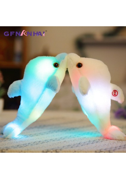 Adet 32CM Renkli Parlayan Yunus Peluş Oyuncak Kawaii Aydınlık Peluş Bebek Dolması Bebek LED Işık ile Sevimli Hediye Çocuklar Kızlar Için (Yurt Dışından)