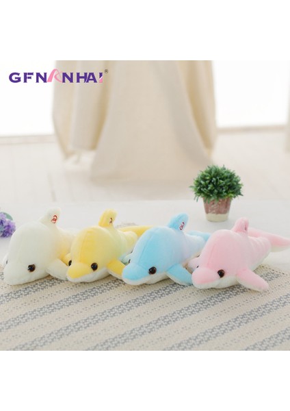 Adet 32CM Renkli Parlayan Yunus Peluş Oyuncak Kawaii Aydınlık Peluş Bebek Dolması Bebek LED Işık ile Sevimli Hediye Çocuklar Kızlar Için (Yurt Dışından)