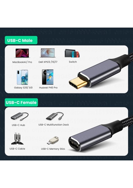 5A 100W Tip C 10GBPS Gen2 USB 3.1 Usb-C Tip-C Uzatma Veri Hızlı Şarj Kablosu Genişletici Kablosu Macbook Dizüstü Telefon Için (Yurt Dışından)