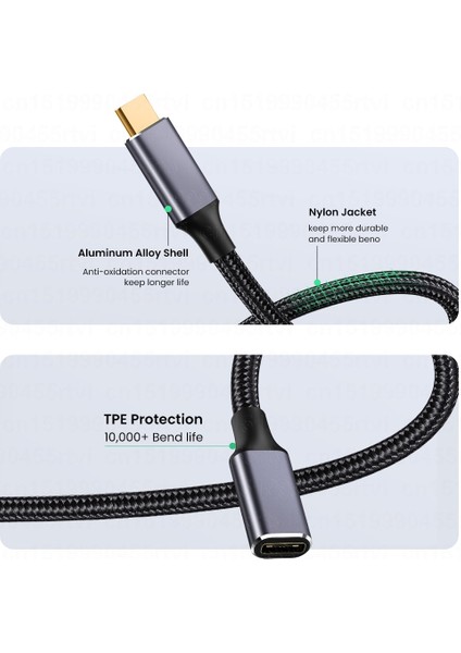 5A 100W Tip C 10GBPS Gen2 USB 3.1 Usb-C Tip-C Uzatma Veri Hızlı Şarj Kablosu Genişletici Kablosu Macbook Dizüstü Telefon Için (Yurt Dışından)