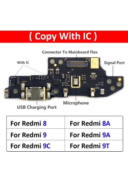 Yeni USB Şarj Portu Kurulu Flex Kablo Konektörü Xiaomi Redmi Için 8 8A 9 9A 9c 9t 10 Ic ile Mikrofon Kopya (Yurt Dışından)