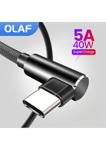 5A USB C Kablosu 90 Derece Dirsek USB C Tipi Şarj Kablosu Samsung Xiaomi Cep Telefonu Aksesuarları Hızlı Şarj USB Kablosu (Yurt Dışından)
