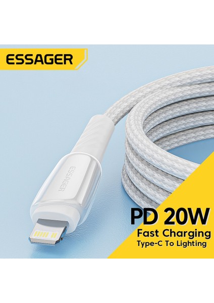 Essager Pd 20W USB C Kablosu iPhone 11 12 13 Pro Max 2.4A Hızlı Şarj Şarj Aleti Kablosu iPhone 6 7 8 Artı iPad Veri Kablosu Tel (Yurt Dışından)