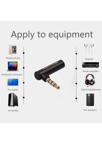 Rexlıs 5 Adet 3.5mm Erkek Kadın 90 Derece Sağ Açılı Adaptör Ses Mikrofon Jakı Stereo Fiş Konnektörü (Yurt Dışından)