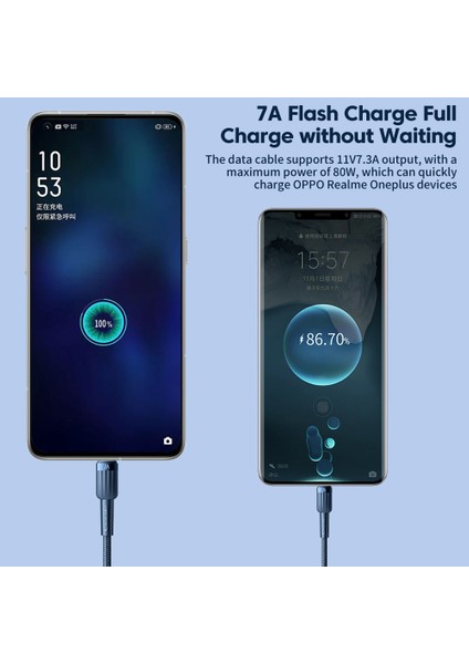 Toocki 7A Tip C Hızlı Şarj Kablosu Realme Için Huawei P30 USB C Şarj Aleti Kablosu Cep Telefonu Veri Kablosu Samsung Oneplus Pocof3 (Yurt Dışından) modelleri