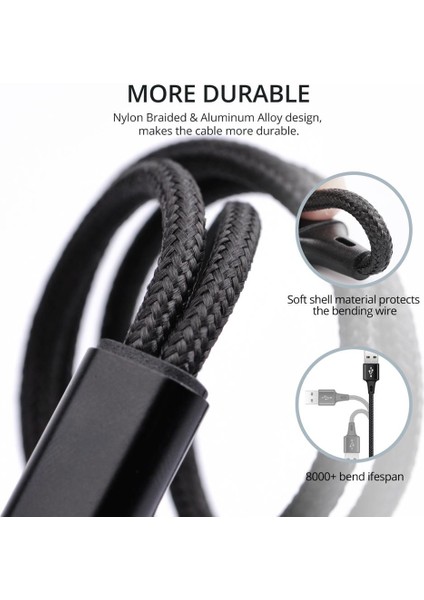 In 1 Mikro USB C Tipi Kablo Taşınabilir Çift Şarj Telefon Için USB Kablosu Android Mobil Güç Bankası Hızlı Şarj USB C Kablosu (Yurt Dışından)