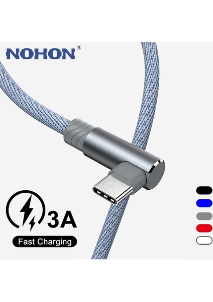 USB C Kablosu 90 Derece Hızlı Şarj USB C Tipi Kablo Samsung S20 A51 Huawei P30 Xiaomi Mi 10 Cep Telefonu Usb-C Veri Kablosu Tel (Yurt Dışından)