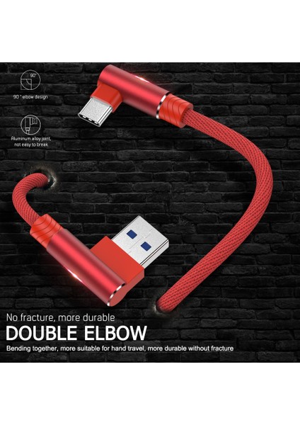 USB C Kablosu 90 Derece Hızlı Şarj USB C Tipi Kablo Samsung S20 A51 Huawei P30 Xiaomi Mi 10 Cep Telefonu Usb-C Veri Kablosu Tel (Yurt Dışından)