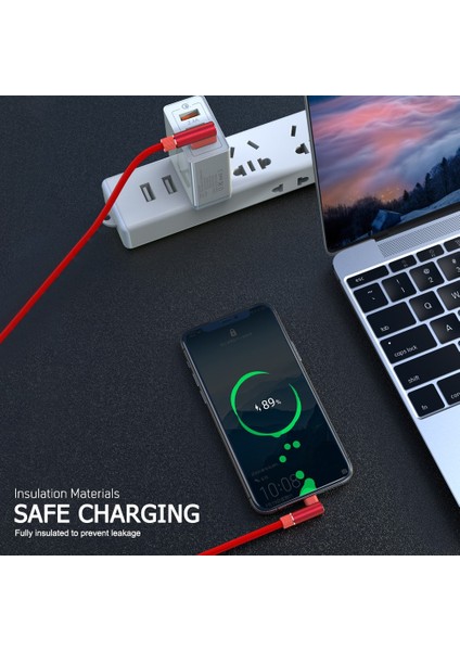 USB C Kablosu 90 Derece Hızlı Şarj USB C Tipi Kablo Samsung S20 A51 Huawei P30 Xiaomi Mi 10 Cep Telefonu Usb-C Veri Kablosu Tel (Yurt Dışından)