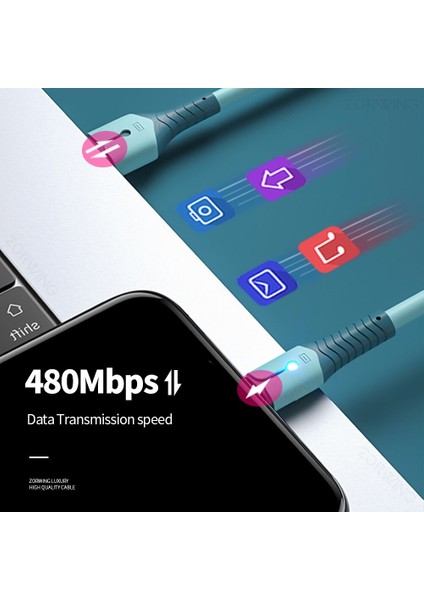 LED USB Kablosu iPhone 12 11 Pro Xs Max x Xr 8 7 6 6s 5s Mikro Tip C Hızlı Şarj Şarj Cihazı Cep Telefonu Veri Kablo Tel Kablosu (Yurt Dışından)