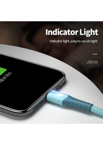 LED USB Kablosu iPhone 12 11 Pro Xs Max x Xr 8 7 6 6s 5s Mikro Tip C Hızlı Şarj Şarj Cihazı Cep Telefonu Veri Kablo Tel Kablosu (Yurt Dışından)