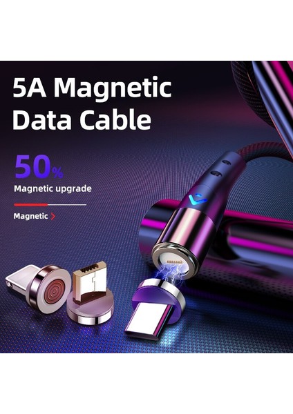360 Döndürme 5A Manyetik Kablo Hızlı Şarj Telefon 3A Şarj Cihazı Tel Mikro Tip C Yıldırım Kablosu iPhone Xiaomi Samsung Için (Yurt Dışından)