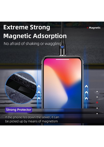 360 Döndürme 5A Manyetik Kablo Hızlı Şarj Telefon 3A Şarj Cihazı Tel Mikro Tip C Yıldırım Kablosu iPhone Xiaomi Samsung Için (Yurt Dışından)