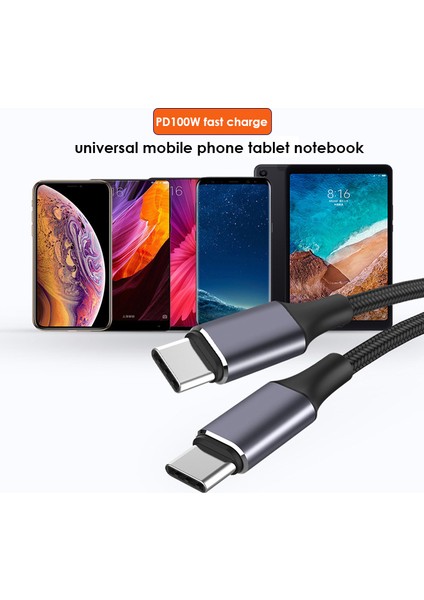 100 W C Tipi C Tipi Kablo Pd Hızlı Şarj Şarj Kablosu Veri Kablosu MacBook Xiaomi Samsung Için USB C USB C Kablosu 3 M (Yurt Dışından)