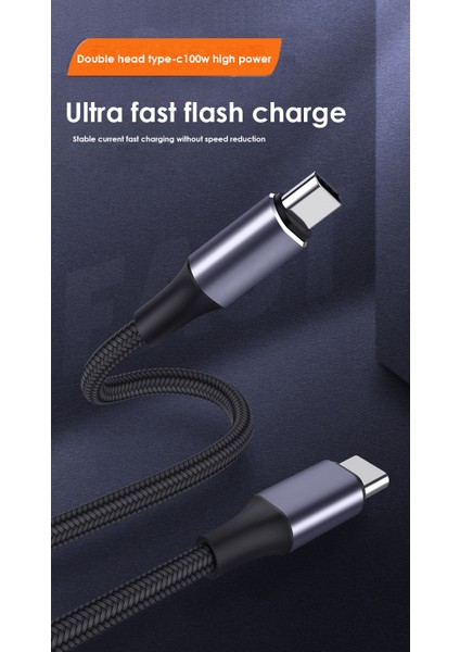 100 W C Tipi C Tipi Kablo Pd Hızlı Şarj Şarj Kablosu Veri Kablosu MacBook Xiaomi Samsung Için USB C USB C Kablosu 3 M (Yurt Dışından)