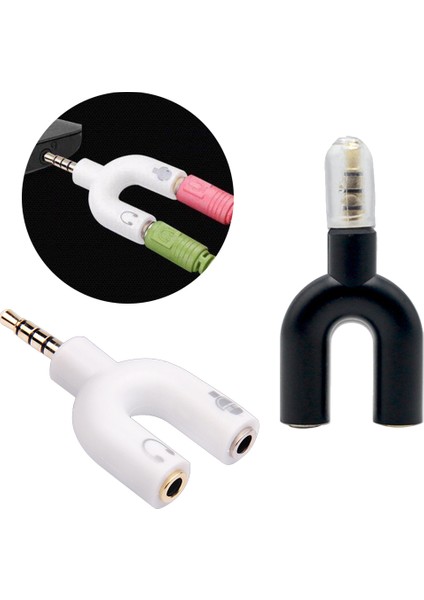 2'si 1 Arada 3,5 mm Erkek - Dişi Jack Mikrofon Ses Ayırıcı Dönüştürücü Adaptör (Yurt Dışından)