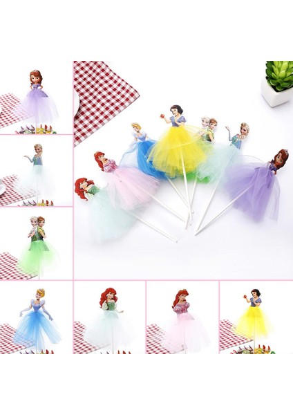 Prenses Doğum Günü Pastası Topper Karikatür Prenses Kartı Elbise Topper Cupcake Tatlı Dekor Doğum Günü Partisi Malzemeleri (Yurt Dışından) fırsatları