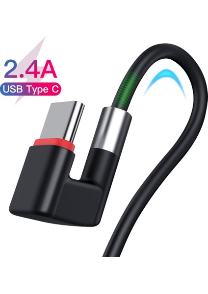 180 Derece Mikro USB C Tipi Kablo Hızlı Şarj Kablosu Samsung Galaxy S8 S9 Artı Huawei Cep Telefonu USB C Şarj Aleti Kablosu (Yurt Dışından)