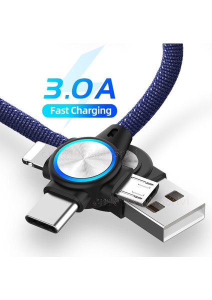In 1 USB Kablosu Cep Telefonu Için Mikro USB Tip C 8 Pin Şarj Aleti Kablosu iPhone 13 12 Xs Şarj Kablosu Mikro USB Şarj Kablosu (Yurt Dışından)