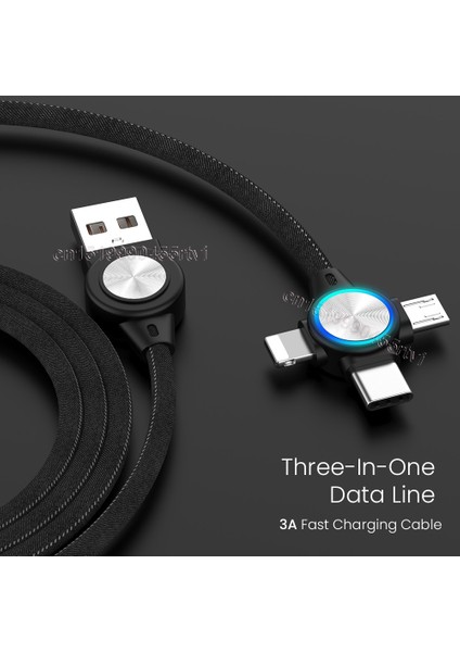 In 1 USB Kablosu Cep Telefonu Için Mikro USB Tip C 8 Pin Şarj Aleti Kablosu iPhone 13 12 Xs Şarj Kablosu Mikro USB Şarj Kablosu (Yurt Dışından)