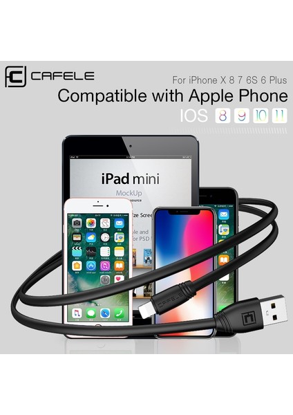 Cafele Düz USB Kablosu Şarj Kablosu Için iphone x 8 7 6s 6 Artı 5s Data Sync Telefon Kablosu Ios 11 10 9 USB Şarj Aleti 50CM/120CM (Yurt Dışından) fiyatları