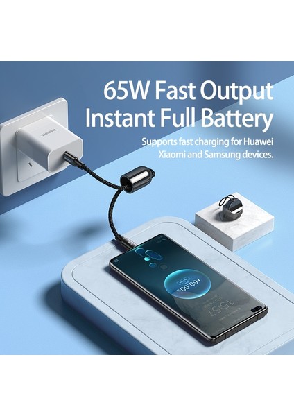Remax 65W USB Tip C Kablo Tip C Yıldırım Iphone Xiaomi Poco X3 M3 Samsung Macbook Ipad Telefon Şarj Veri Kabloları (Yurt Dışından)