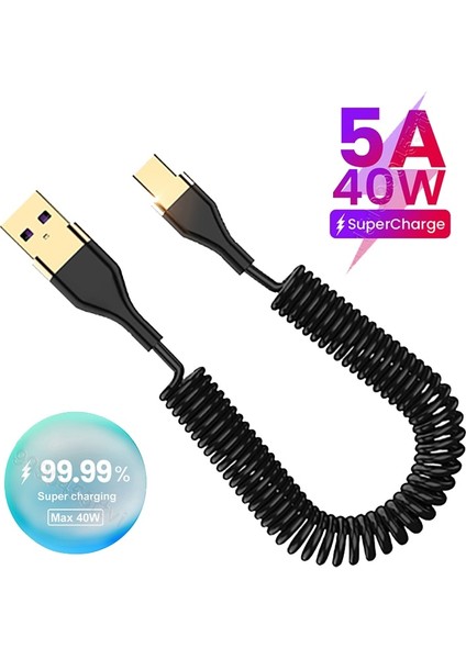 5A Hızlı Şarj USB Tip C Yay Kablosu Huawei Mikro USB C 8-Pin Şarj Aleti Kablosu iPhone 13 12 11 Xiaomi Qc3.0 Tip-C Kablosu (Yurt Dışından)